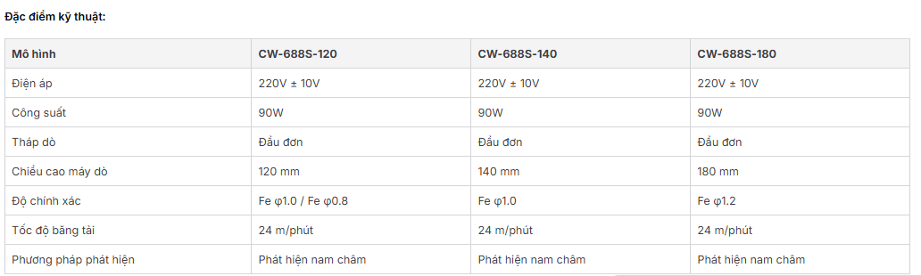 Máy dò kim tự động LEE WAI Brand (Đầu đơn / Đơn hàng đặc biệt) - thông số kỹ thuật 1