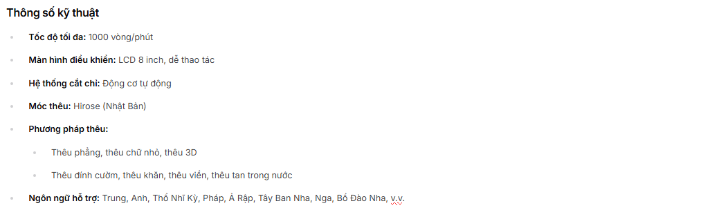 Máy Thêu Công Nghiệp YUEMEI - thông số kỹ thuật 1