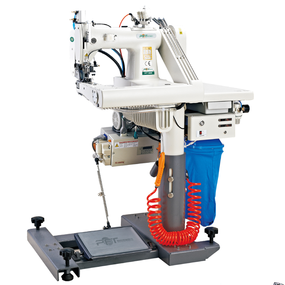 High speed full function feed-off-the-arm chain stitch machine